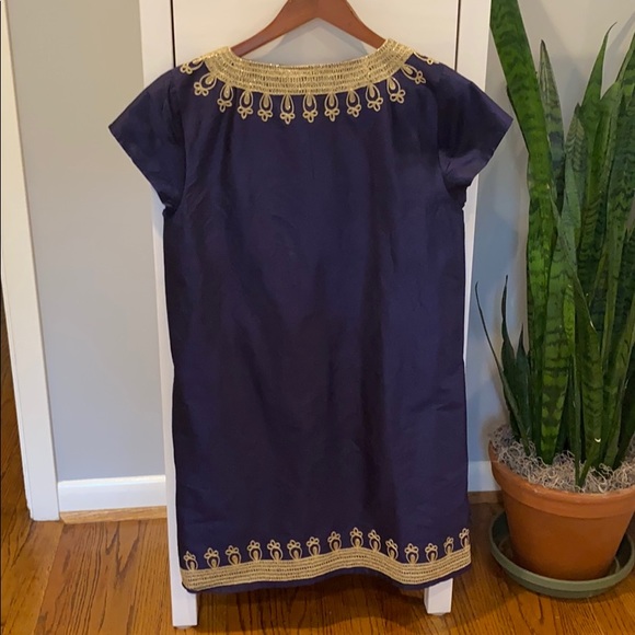Navy blue calypso shift silk dress - Picture 4 of 5